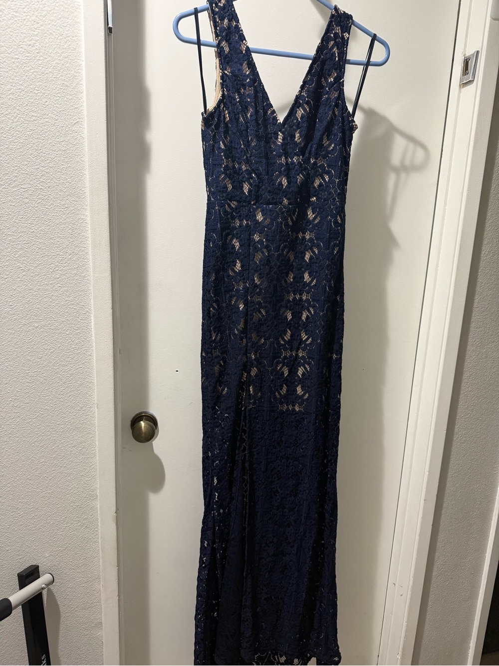 Angel Biba Navy Lace Maxi Dress with V-Neck